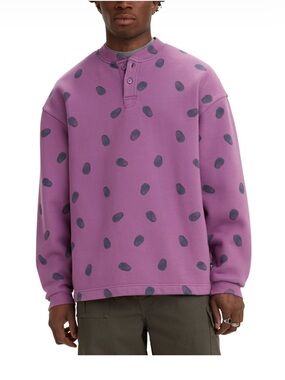 Levi's Purple Henley Sweatshirt with Dark Spot Pattern